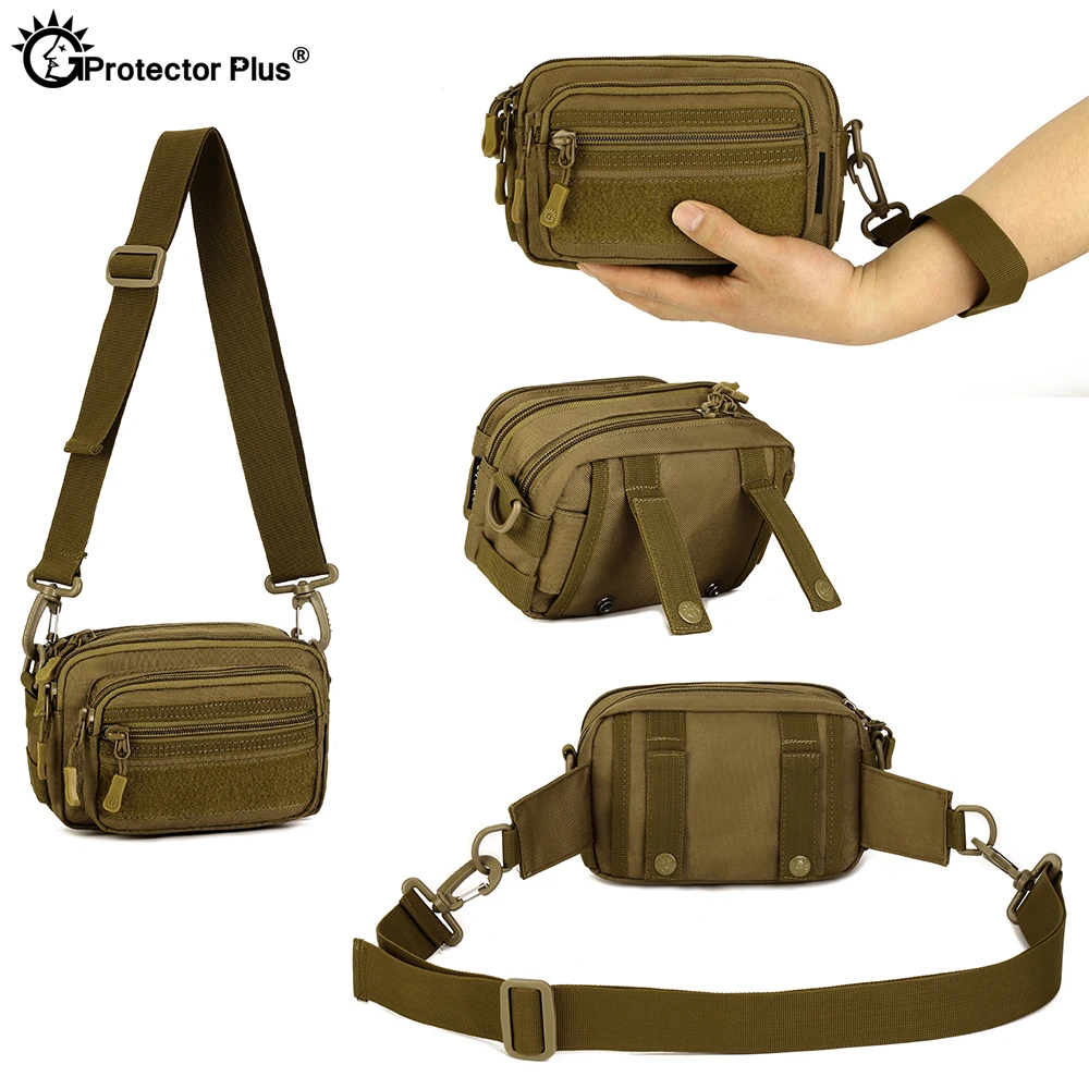 PROTECTOR PLUS Multipurpose Handbag Men Tactical Molle Messenger Bag Waterproof Civilian Camo Climbing Travel Waist bag Sports