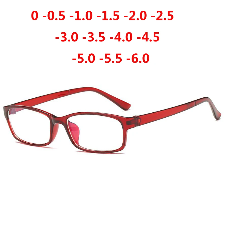 

0 -1 -1.5 -2 -2.5 -3 -3.5 To -6.0 Square Nearsighted Glasses Finished Men Short-sight Eyewear Red Frame Women Diopter Eyeglasses