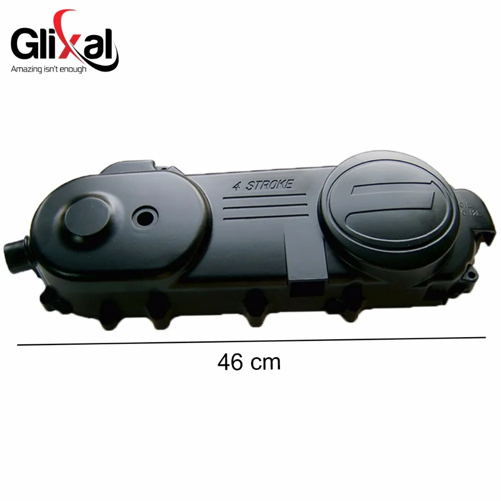 Glixal 46cm Left Side Crankcase CVT belt Cover for GY6 50cc 139QMB extra long case Scooter Moped (12 bolt, 13 inch wheel)