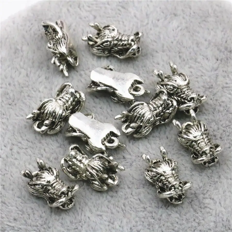 

5PCS Chinese-Dragon-Head Lucky DIY Loose Finding Accessories 8x14mm Carved Copper Pendant Fashion Jewelry Making Design 8x14mm