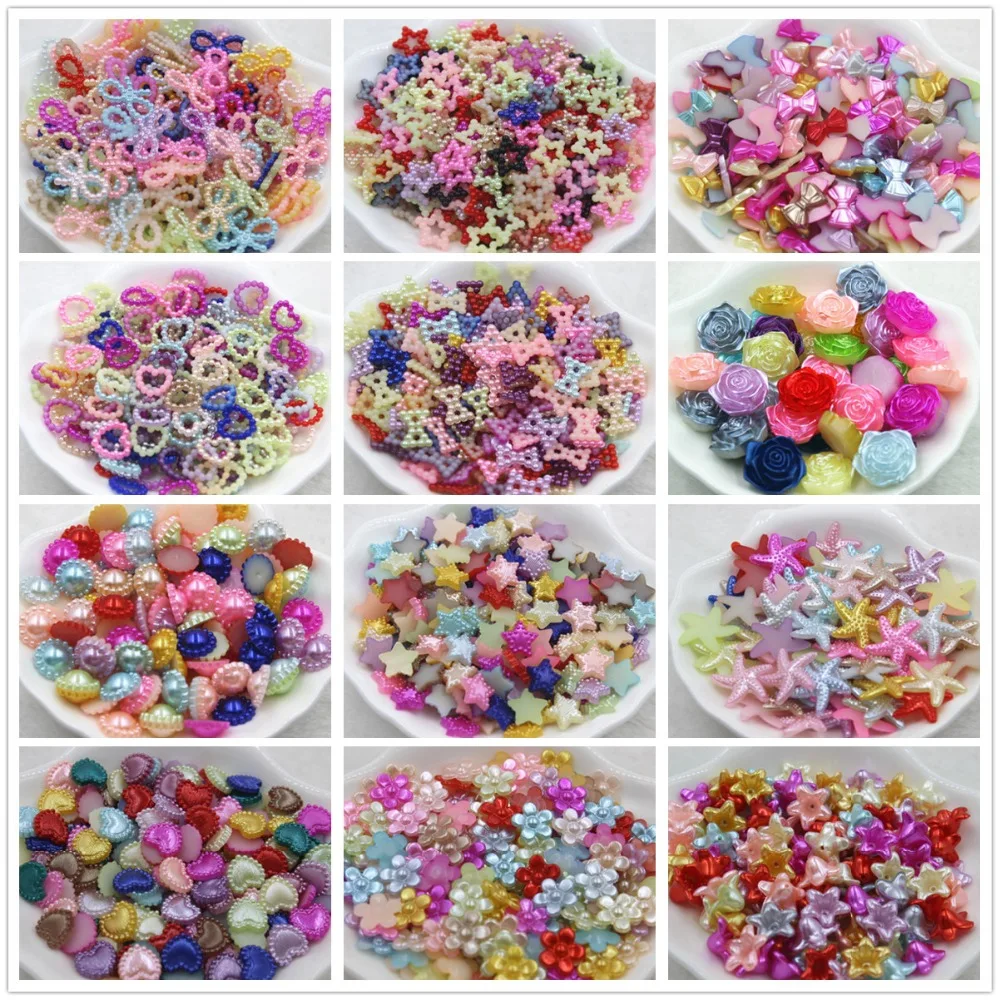 Free Shipping 100pcs/lot different shaped imitation pearl mix colors