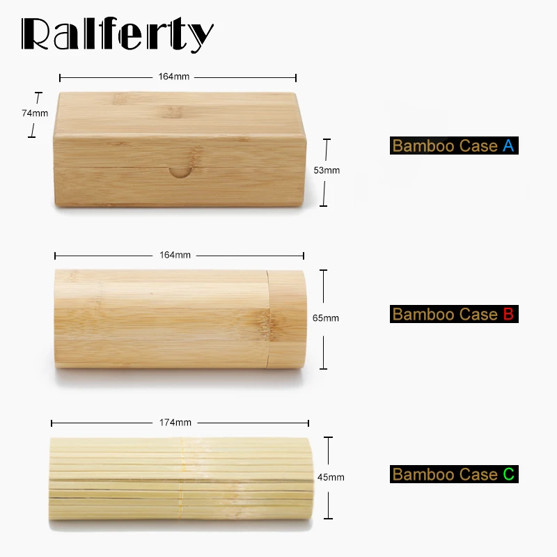 Ralferty Wooden Glasses Case Handmade Hard Square Cylinder Bamboo Strip Sunglass Case Eyewear Spectacle Eyeglass Box funda gafas