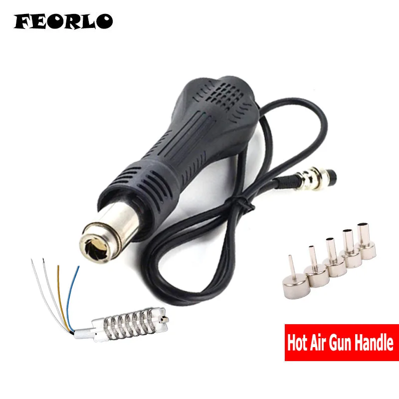 FEORLO Heat Gun Handle Desoldering Gun Rework Soldering Station Hot Air Gun For YOUYUE/UYUE 858D+ 8586 with nozzle