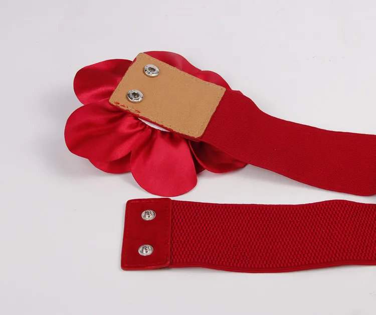 Ceinture large à fleurs pour femmes, serrée, élastique, nouvelle mode, printemps et été, 216.239., cuir, noir, rouge, fête