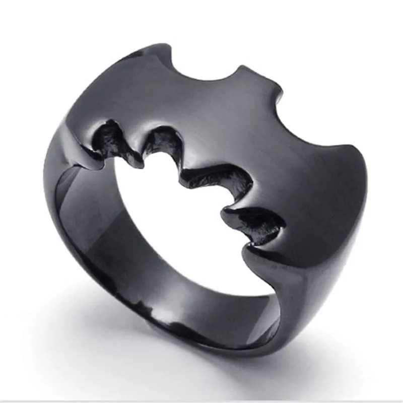 Fashion New Black Men\'s Rings Jewelry Bat  Stainless Steel Finger Ring Size 7 to 14