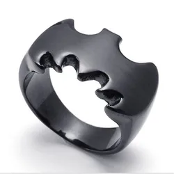 Fashion New Black Men's Rings Jewelry Bat  Stainless Steel Finger Ring Size 7 to 14