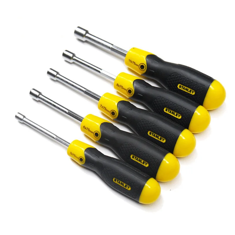 Stanley 1pcs hollow shaft hexagon nut driver hex key sockets wrench screwdriver nutdriver hand tools 5mm 6mm 7mm 8mm 10mm