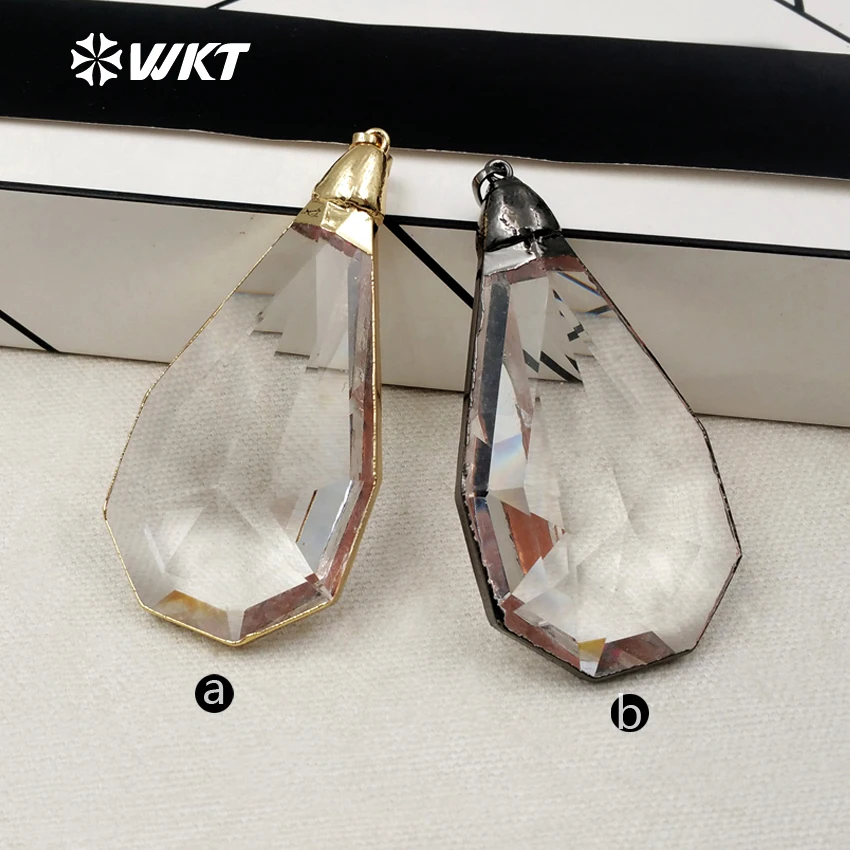 WT-P1305 Natural Raw Crystal Quartz Women Necklaces Pendants Water Drop Shape Resist Tarnishable Electroplated Jewelry 2018