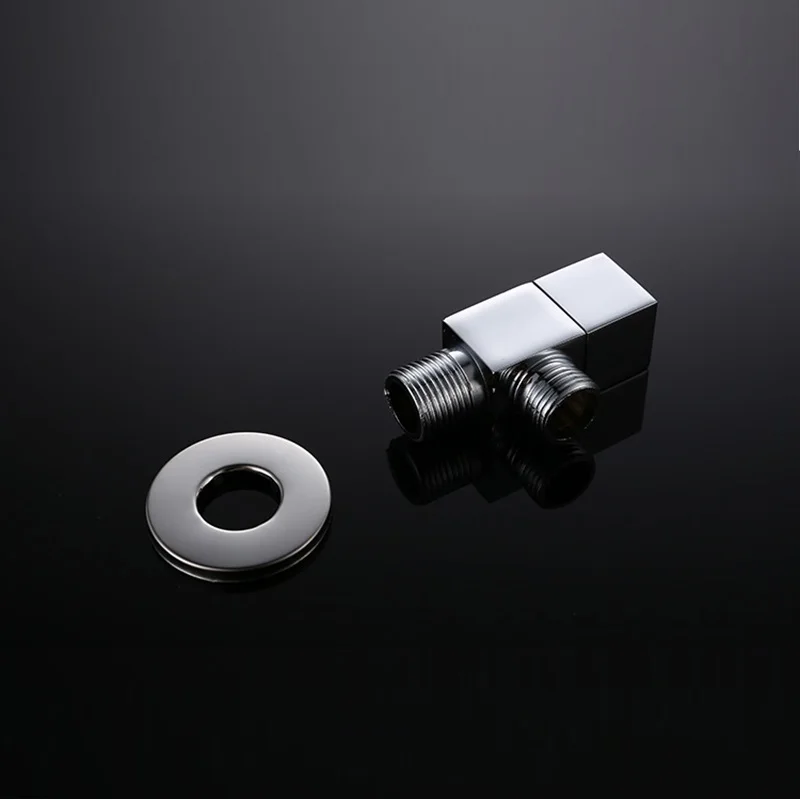 Solid copper black matte square angle valve, Thickened faucet water valve hot and cold water through the valve explosion chrome