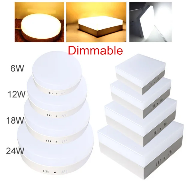 

Dimmable 6W 12W 18W 24W Square LED Panel Light Surface Mounted LED Ceiling Down Light indoor Lighting Lamp AC 110V 220V