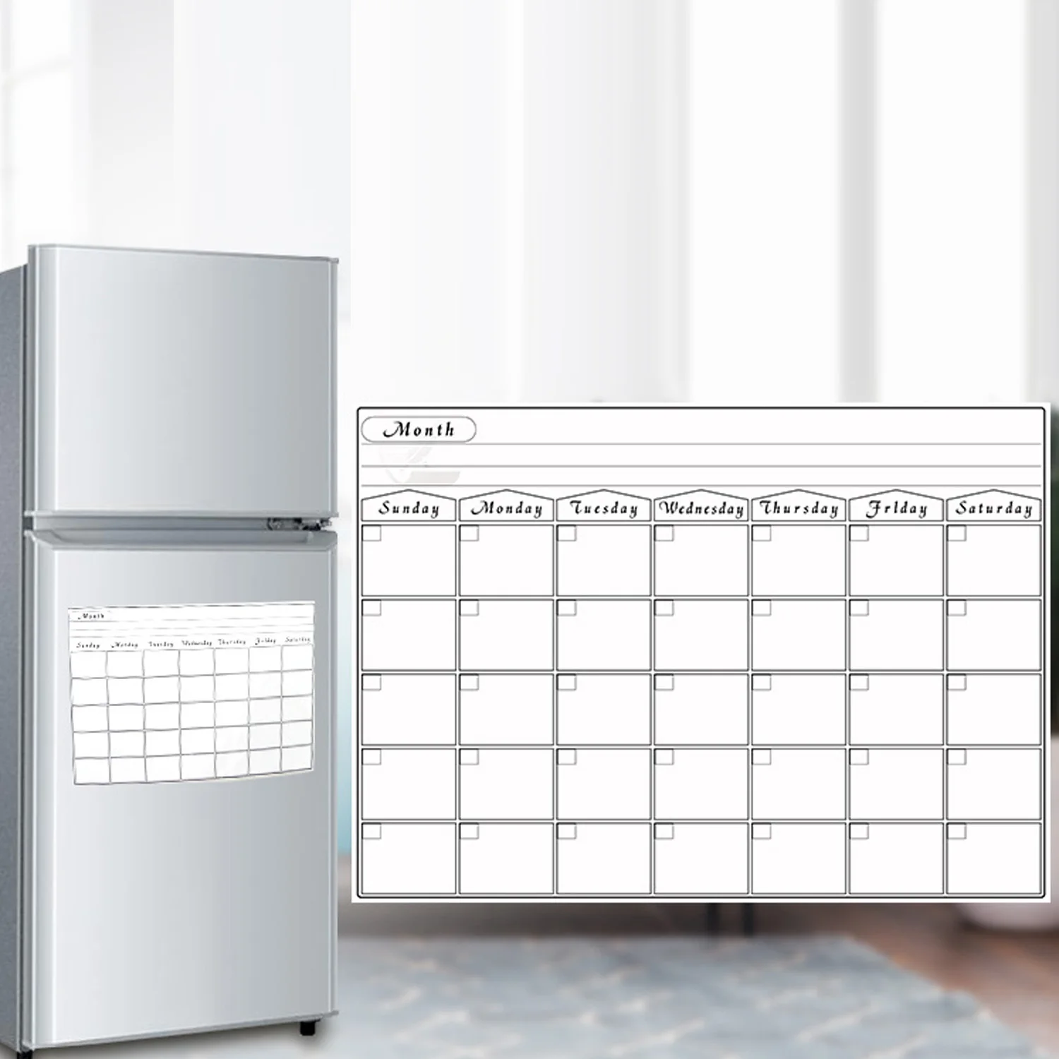 Multi-Purpose Removable Weekly Monthly Planner Refrigerator Magnet Dry Erase Board with 2 Erase Markers for Home Office Shops