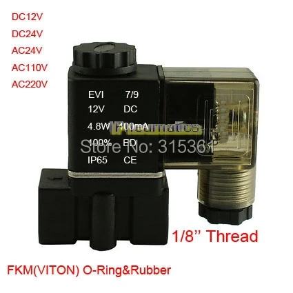 

Free Shipping 1/8'' 2 Position 2 Way Plastic Solenoid Valve VITON Water Air Oil DC12V,DC24V,AC110V, AC220V 2P025-06 FKM