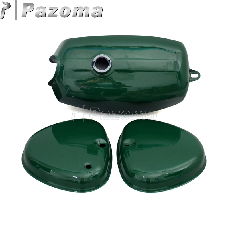 Pazoma Motorbike Green Oil Tank Motorcycle Gas Fuel Tank + 2 Side Cover Protector for Simson S50 S51 S70