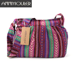 Annmouler Women's Bag Quality Crossbody Bag Large Capacity Tribal Bag Multi-pockets Cotton Purse Bohemian Style Hobo Bag