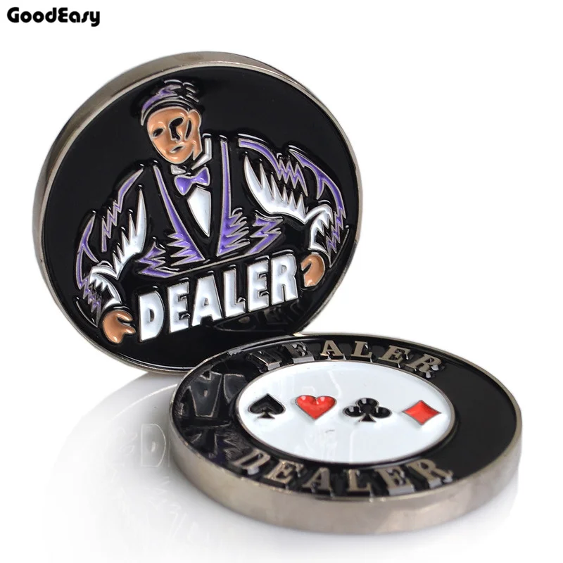 

1Pcs 55MM Metal Dealer Button Chips Souvenir Coins Metal Poker Man DEALER Texas Hold'Em Chips Pressure Card with Plastic Cover