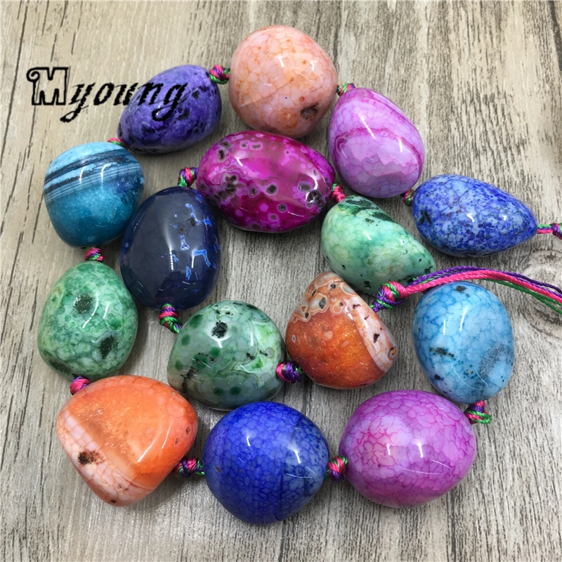 

2Strands Large Irregular Multicolor Agates Quartz Stone Nugget Loose Beads MY1772