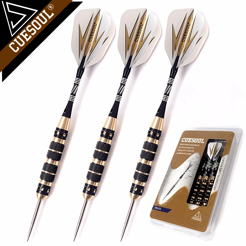 CUESOUL Professional Archer 20/22/23/26 Grams Steel Tip Darts -- Black Coating Brass Barrels