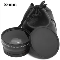 0.45x 55mm 55 Fisheye Wide Angle Macro Conversion Wide-Angle Lens Bag  62mm Cap For Sony  A290 A580 A200 A450 A330 HX300 1pcs