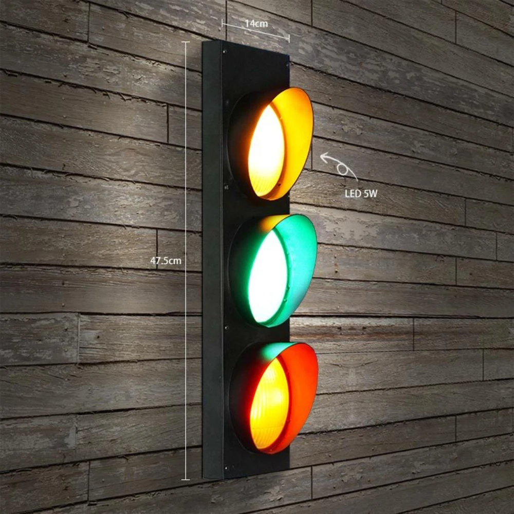 LOFT Wall Decor Lamp American Creative Personality Traffic Lights Retro Industrial Wind LED Lamp Coffee Shop Bar Restaurant