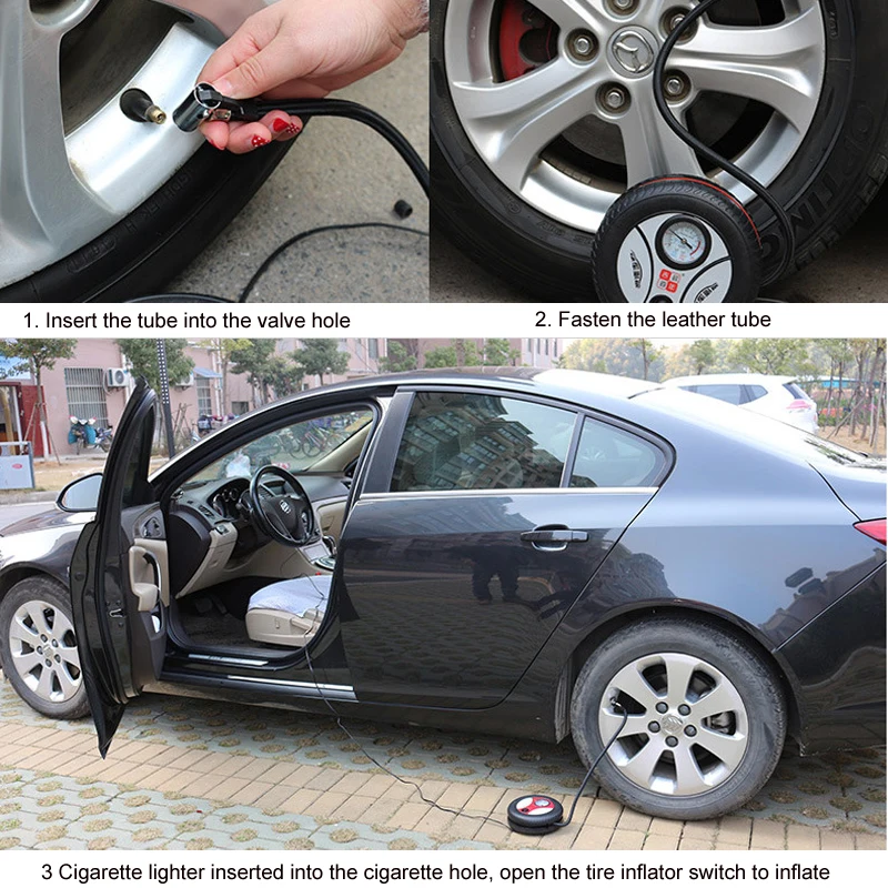 Bomba portátil de neumáticos automotrices, minicompresor de aire eléctrico de 260PSI, 12V, para el hogar, coche, motocicleta y bicicleta