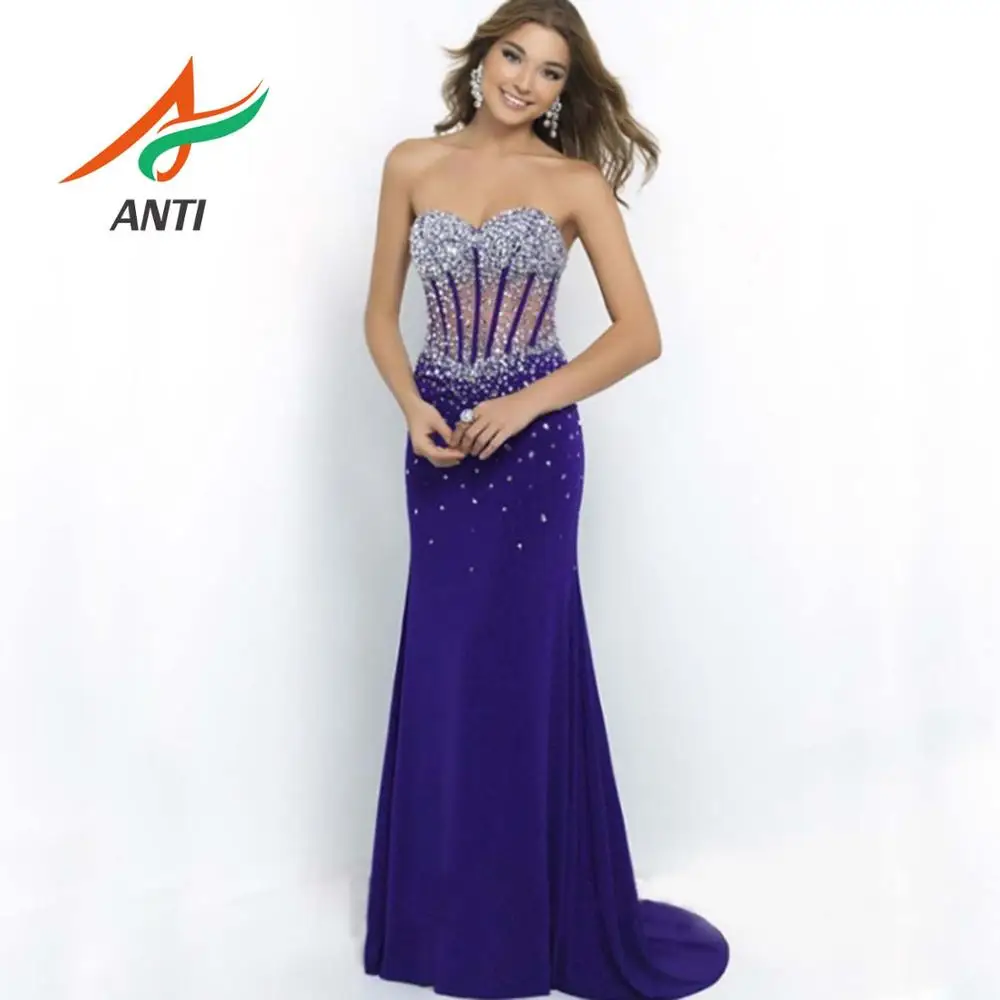 ANTI Strapless Design Multicolor Beading Mermaid Prom Dress 2019 Sleveless Slim High Quality Evening Gown vestido de festa LM568