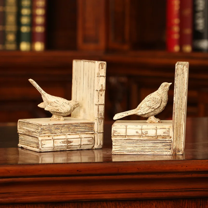 Creative American antique bookends books birdie study sample room ornaments resin craft gift Decoration!