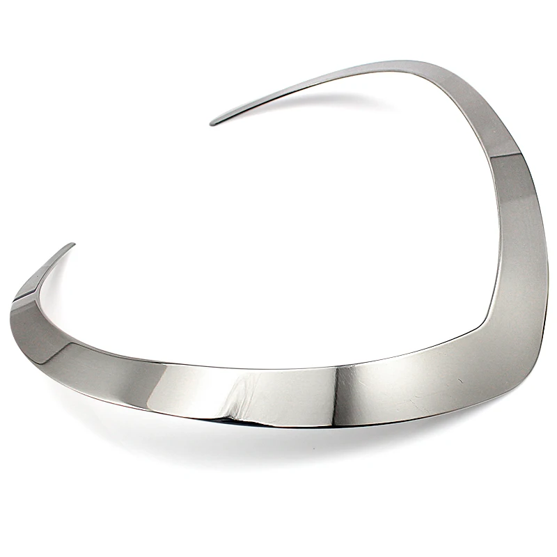 Fashion Jewelry Stainless Steel Necklaces V Shape Bib Collar Torques Necklaces Silver Color For Women Bohemian Short Necklace