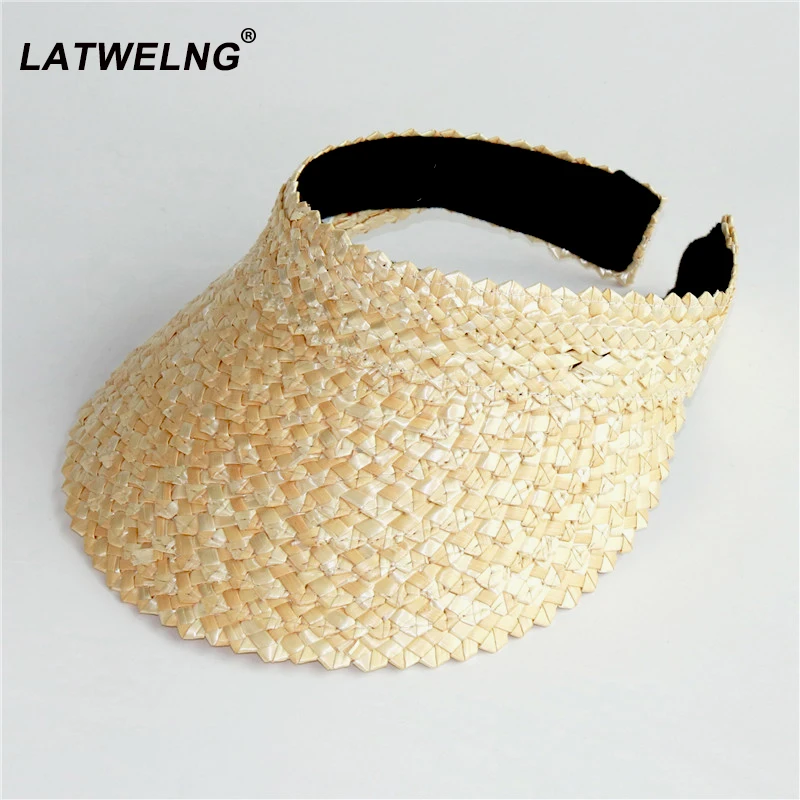 Wholesale Women Without Top Visor Caps Summer Straw Sun Hats Fashion UV hat Elastic Head Circumference Beach Hat