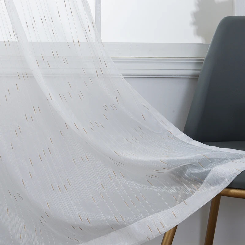 Cortinas de tul transparentes bordadas de lluvia pequeña de plata/Oro para niños, persianas de sala de estar, cortinas modernas para ventana