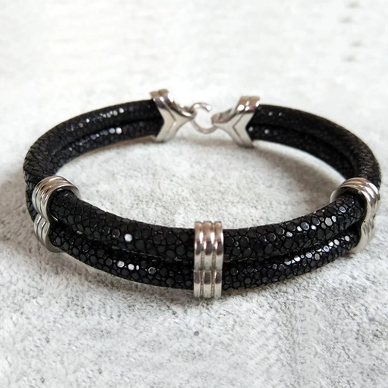 BC jewelry Men jewelry 5mm red stingray leather bracelet with stainless steel Round buckle bracelets & bangles drop ship