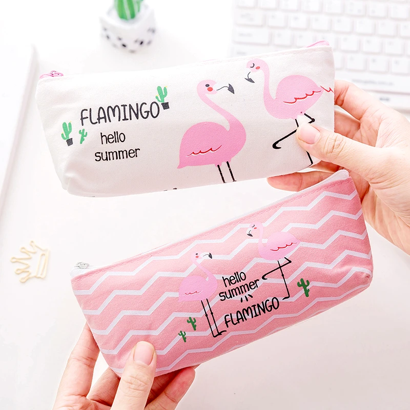 Fashion Cute Flamingo Pencil Case Storage Organizer Pen Bags Office School Supply Stationery Cosmetics Pencilcase Party Gift