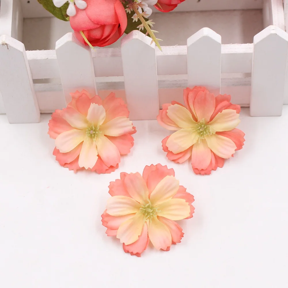 10pcs 4.5cm Artificial Silk Flower Head Wedding Decoration DIY Flower Home Hoom Decor Scrapbook Craft Flower Gifts Accessories