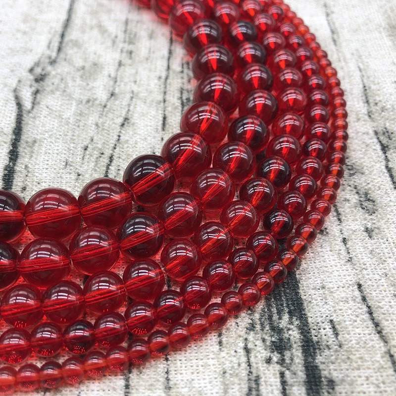 Smooth Red Glass Loose Beads 15\