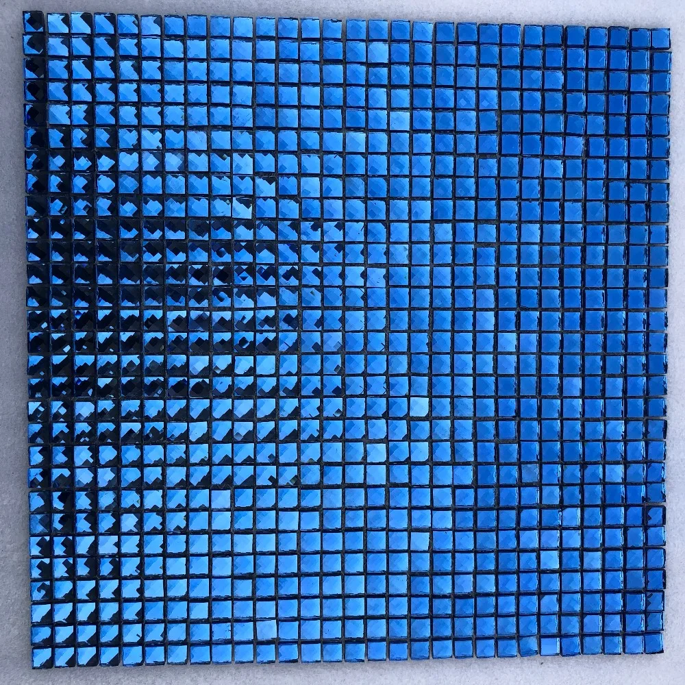 Blue 13 facet diamond cut mirror glass mosaic tile DIY boutique focus wall showroom KTV bar display cabinet borders wall sticker