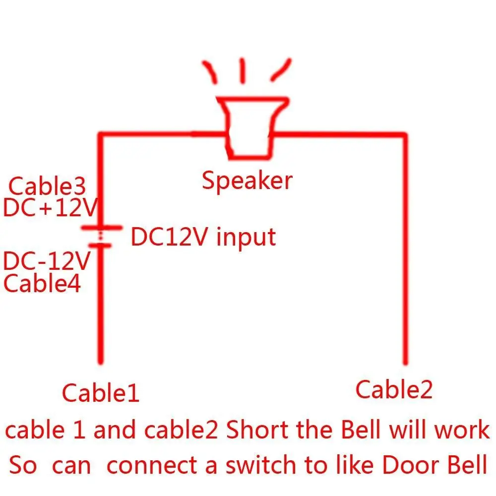 Campana electrónica DC 12V, entrada de una parte del controlador de acceso de la puerta, timbre con cable sin necesidad de cambiar la batería