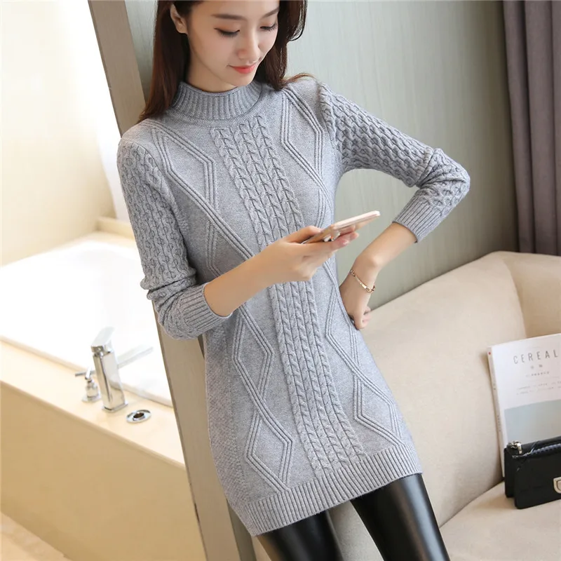 Woman's Sweaters knitted Autumn Winter Bottoming Slim Sweater Women Half-Turtleneck Female Knited