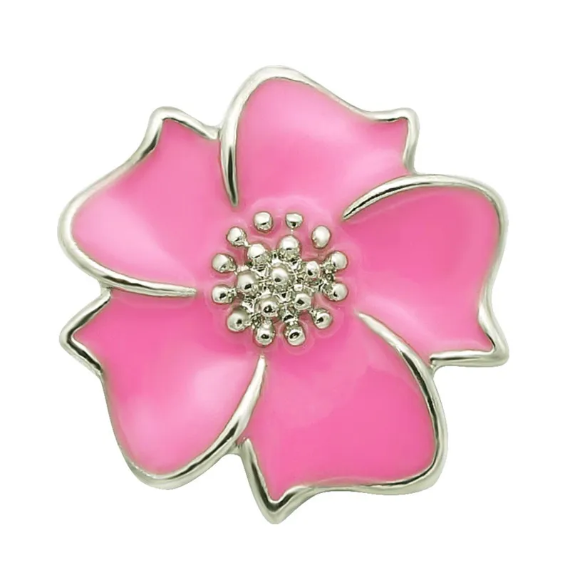 

Fashion beauty Elegant Pink Oil Flower 20MM metal snap buttons charms fit DIY 18mm snap jewelry wholesale kz3314