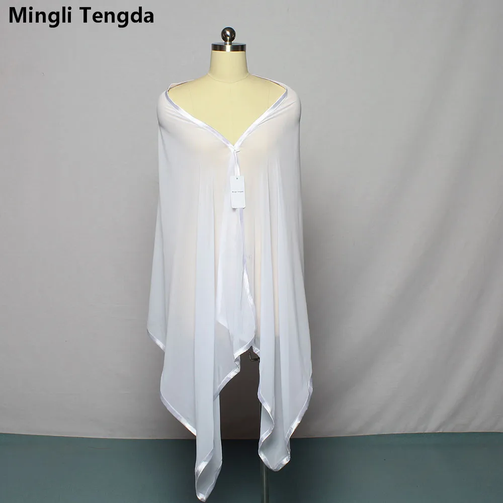 Mingli Tengda Ivory/White Chiffon Large Shawl SATIN EDGE Wrap/Stole/Bolero/Pashmina/Scarf 78 Inches Long 27 inches Wide Custom