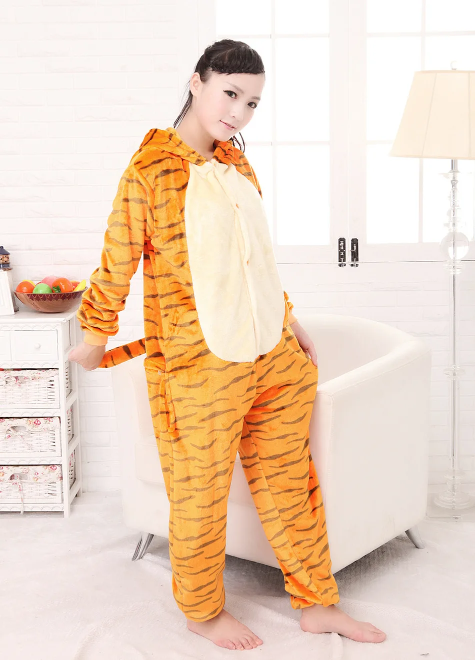 Women and Men Pyjamas Tiger Onesies Adults Tigger Flannel Pajamas Animal Costumes Adult Cute Cartoon Animal Sleepwear Cosplay