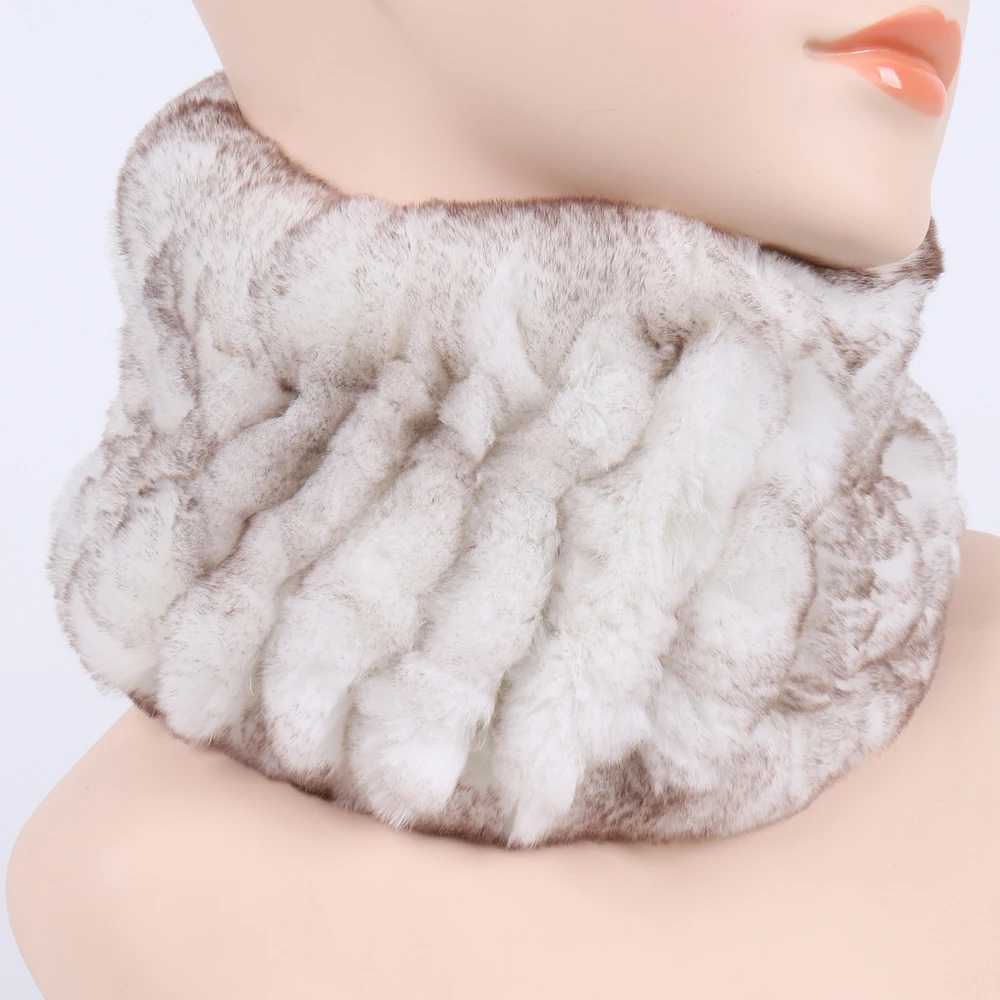 Elastic Knitted Rex Rabbit Fur Scarf para Mulheres e Meninas, Boas Headbands, Ring Scarves, Natural, Lady, Hot Sell, 2024