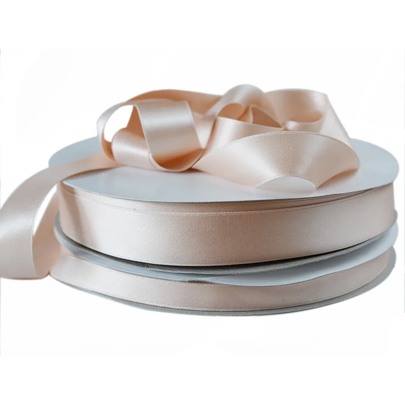 215 Peach Parfait 100% Real Pure Double Faced Satin Silk Ribbons for Embroidery Handcraft Gift Packing  4/7/13/25mm Width