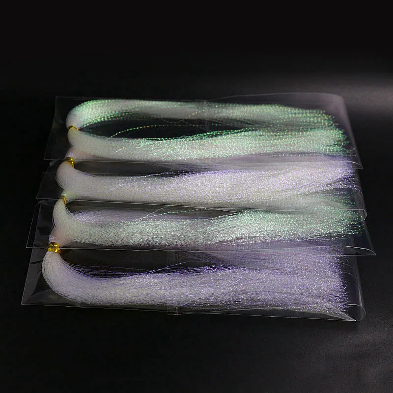 Total 1000strands 4packs set pearlescent / violet flash twisted tinsel Trout Bass streamer Sabaki lure baits fly tying materials