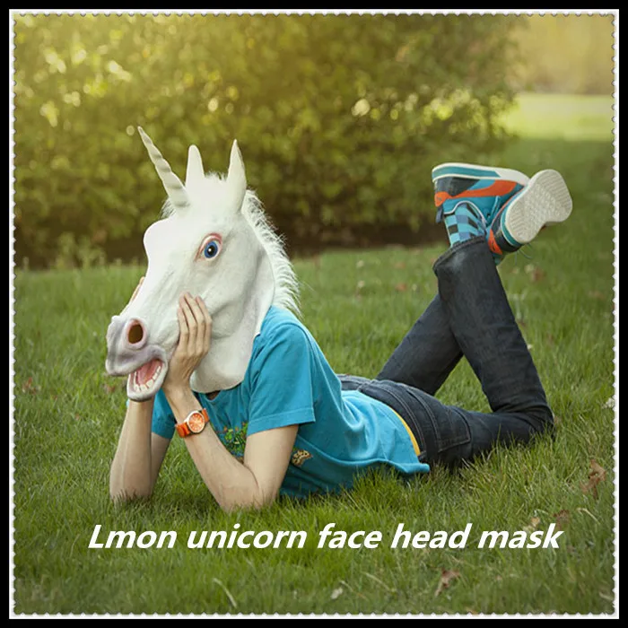 

Hot!!!Creepy Horse Unicorn Mask Head Halloween Costume Theater Prop Novelty Latex Rubber Party Animal mask