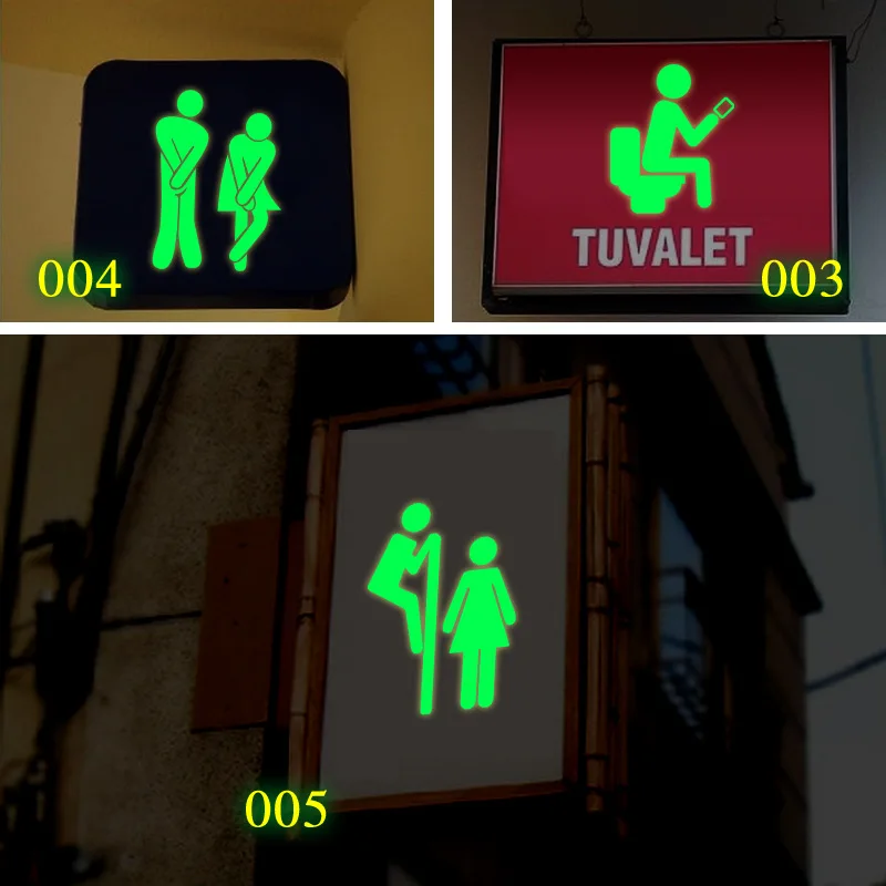 Bathroom Toilet Luminous Door Wall Sticker Glow In The Dark Home Decor Toilet Decoration Mural Art Decals Fluorescent Stickers