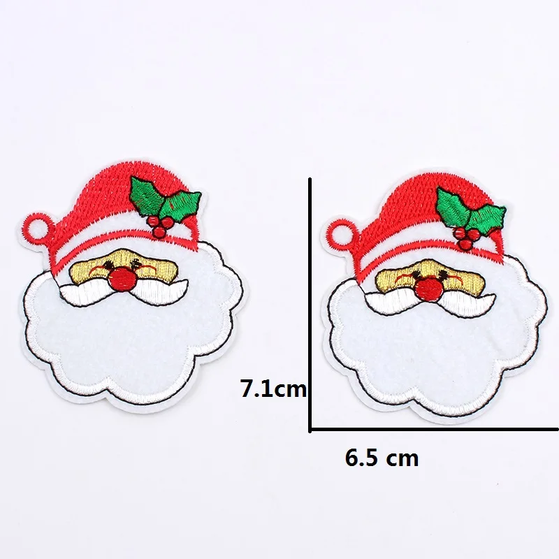 10pcs/lot Embroidered Santa Claus Patches Iron On Christmas Stickers DIY Sewing Fabric Appliques for Jeans Coats Shirt Hat Badge