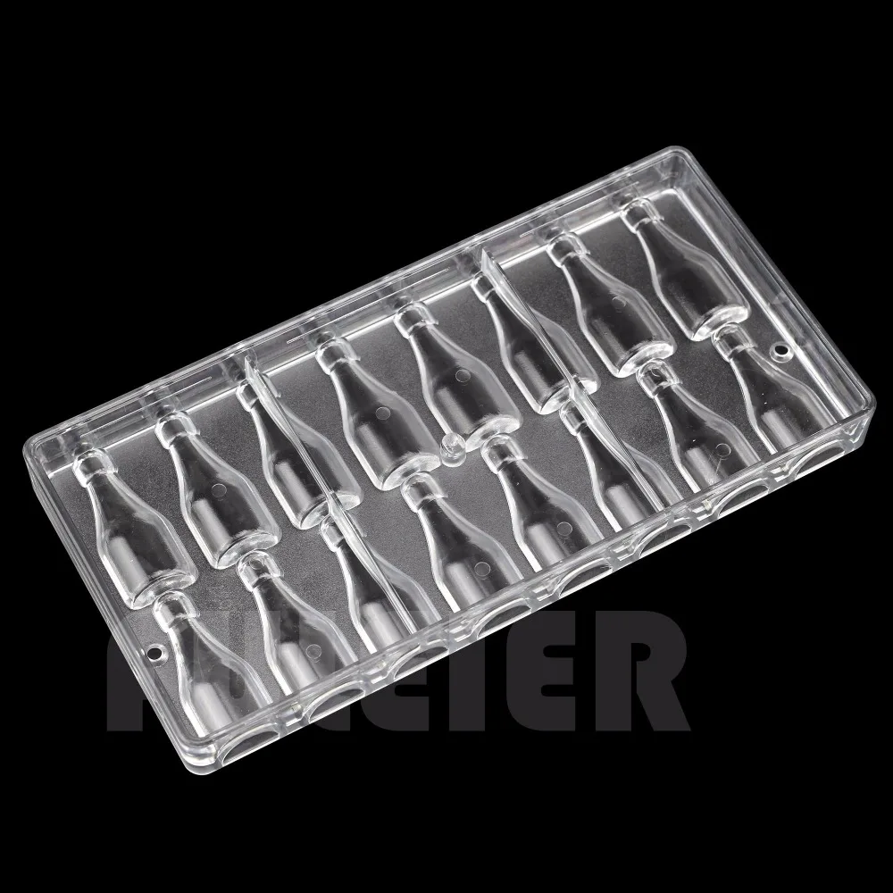 3D beer bottle shape polycarbonate chocolate mold kitche bakeware candy mold for baking pastry confectionery cake decor tool