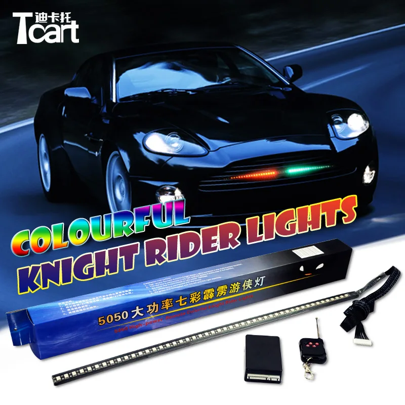 Tcart-車のアクセサリー,ハイパワーカラフルなLEDライダー,ワイヤレスリモコン,48smd 170,rgb,5050モデル