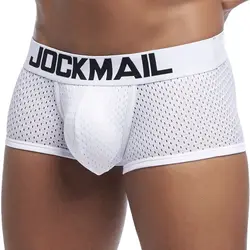 JOCKMAIL New Sexy Men Underwear Boxer Breathable Mesh boxershorts men Male Underpants cueca Gay penis pouch Panties Mens Trunks