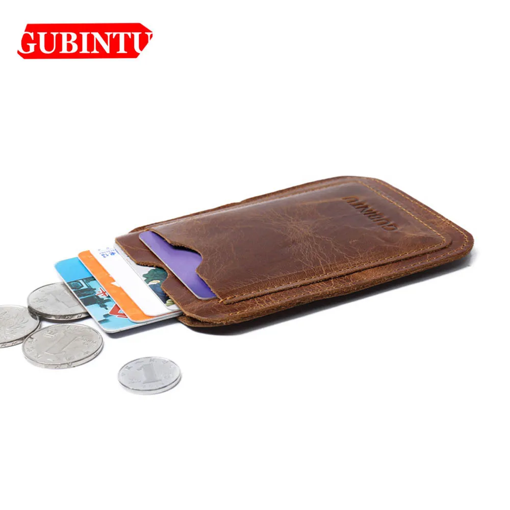 GUBINTU Geniune Leather Card Wallet Simple Design ID Card Holder Passcard Pocket Classic High Quality Brand Male wallet