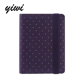 YIWI Agenda  Purple Notebook A5 A6 A7 Planner Kawaii Diy Diary Cute School Stationary White Gold Dot Notebooks dokibook